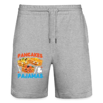 Pancake Lover Kids Pancakes & - Stanley/Stella Trainer Unisex Organic Jogging Shorts - heather grey - Front - Nik (191cm) & Marisol (170cm)