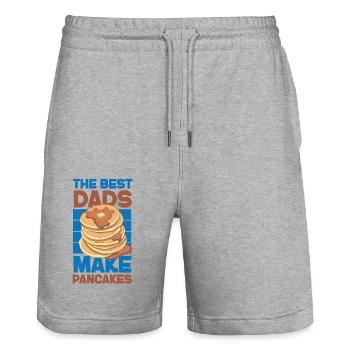 Pancake Lover Kids Dad The Best - Stanley/Stella Trainer Unisex Organic Jogging Shorts - heather grey - Front - Nik (191cm) & Marisol (170cm)