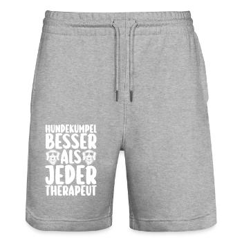 Chien Propriétaire De Chien Propriétaire De Chien Motif Chiens - Short de jogging bio TRAINER Stanley/Stella unisexe - gris chiné - Devant - Nik (191cm) & Marisol (170cm)
