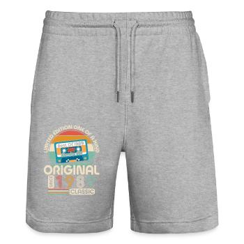 Unique 1989 Vintage Vintage Design - Short de jogging bio TRAINER Stanley/Stella unisexe - gris chiné - Devant - Nik (191cm) & Marisol (170cm)