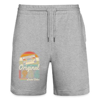 Unique 1986 Vintage Vintage rétro Design - Short de jogging bio TRAINER Stanley/Stella unisexe - gris chiné - Devant - Nik (191cm) & Marisol (170cm)