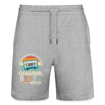 Frisches 1975 Jahrgang Vintage Retro Design - Stanley/Stella Unisex Bio Joggingshorts Trainer  - Grau meliert - Vorne - Nik (191cm) & Marisol (170cm)