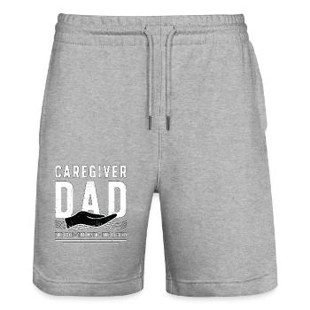 Caregiver Dad The Idol The Myth Family Caretaker - Stanley/Stella Trainer Unisex Organic Jogging Shorts - heather grey - Front - Nik (191cm) & Marisol (170cm)