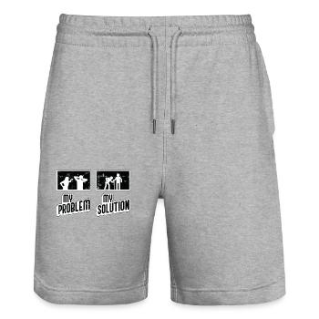 Soignant Mon problème Ma solution Pictogramme Papa Maman - Short de jogging bio TRAINER Stanley/Stella unisexe - gris chiné - Devant - Nik (191cm) & Marisol (170cm)