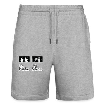 Soignant Mon problème Ma solution Pictogramme Maman Papa - Short de jogging bio TRAINER Stanley/Stella unisexe - gris chiné - Devant - Nik (191cm) & Marisol (170cm)