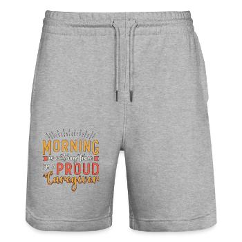 Caregiver Morning Is Not My Time Caregiver Crew - Stanley/Stella Trainer Unisex Organic Jogging Shorts - heather grey - Front - Nik (191cm) & Marisol (170cm)