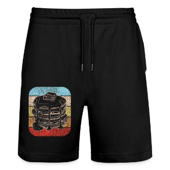 Pancake Lover Kids Retro Vintage - Stanley/Stella Unisex Bio Joggingshorts Trainer  - Schwarz - Vorne - Nik (191cm) & Marisol (170cm)