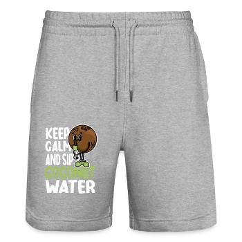 Coconut Water Humor - Stanley/Stella Trainer Unisex Organic Jogging Shorts - heather grey - Front - Nik (191cm) & Marisol (170cm)
