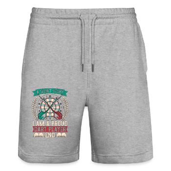 Dart Player A Short Story I Am A Proud Darts Lover - Stanley/Stella Unisex Bio Joggingshorts Trainer  - Grau meliert - Vorne - Nik (191cm) & Marisol (170cm)