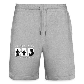 Clergy Lover Dad The Idol The Myth Loves Preaching - Stanley/Stella Trainer Unisex Organic Jogging Shorts - heather grey - Front - Nik (191cm) & Marisol (170cm)