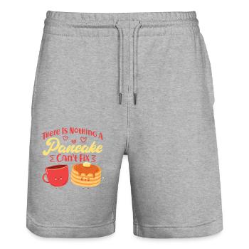 Les enfants amateurs de crêpes il y a - Short de jogging bio TRAINER Stanley/Stella unisexe - gris chiné - Devant - Nik (191cm) & Marisol (170cm)