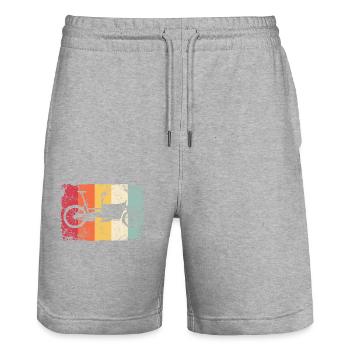 Lastenfahrrad Lastenrad Cargo Bike Cargobike - Stanley/Stella Trainer Unisex Organic Jogging Shorts - heather grey - Front - Nik (191cm) & Marisol (170cm)