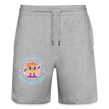 Pancake Lover Kids Less Stress - Stanley/Stella Unisex Bio Joggingshorts Trainer  - Grau meliert - Vorne - Nik (191cm) & Marisol (170cm)