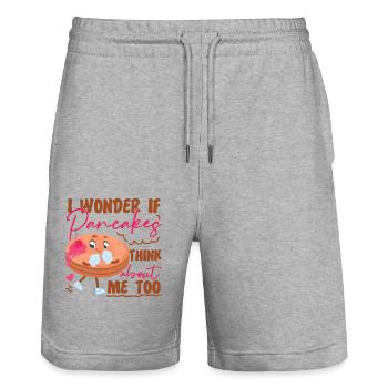 Pancake Lover Kids I Wonder If - Stanley/Stella Unisex Bio Joggingshorts Trainer  - Grau meliert - Vorne - Nik (191cm) & Marisol (170cm)