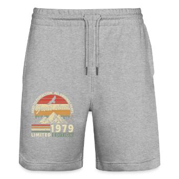 Legendary 1979 Vintage Birthday - Stanley/Stella Unisex Bio Joggingshorts Trainer  - Grau meliert - Vorne - Nik (191cm) & Marisol (170cm)