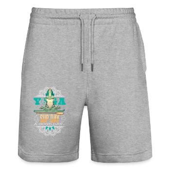 SUP paddleboarding Stand Up Paddle paddling Yoga - Stanley/Stella Unisex Bio Joggingshorts Trainer  - Grau meliert - Vorne - Nik (191cm) & Marisol (170cm)