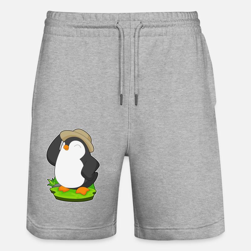 Pinguin Hut - Stanley/Stella Unisex Bio Joggingshorts Trainer - Grau meliert
