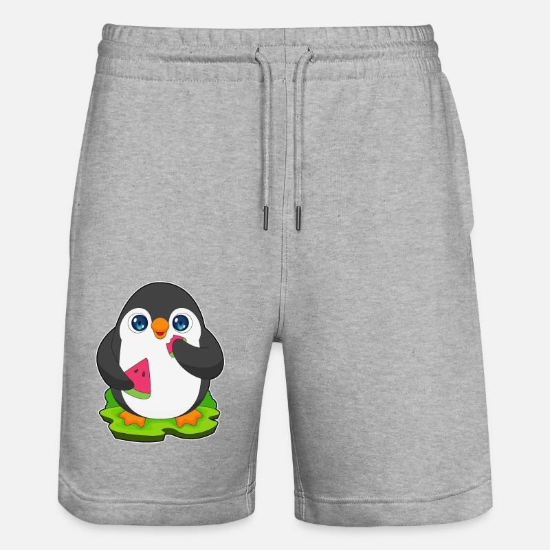 Fruit de pastèque pingouin - Short de jogging bio TRAINER Stanley/Stella unisexe - gris chiné