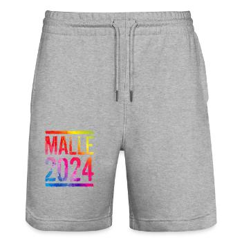 Malle 2024 Vacances colorées - Short de jogging bio TRAINER Stanley/Stella unisexe - gris chiné - Devant - Nik (191cm) & Marisol (170cm)