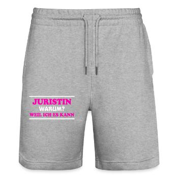 Juristin Spruch Jura Lustiges Juristin Geschenk - Stanley/Stella Unisex Bio Joggingshorts Trainer  - Grau meliert - Vorne - Nik (191cm) & Marisol (170cm)