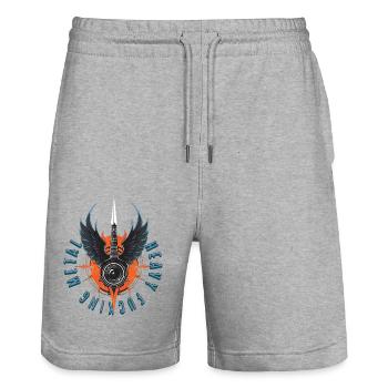 Heavy fucking metal wings - Stanley/Stella Unisex Bio Joggingshorts Trainer  - Grau meliert - Vorne - Nik (191cm) & Marisol (170cm)