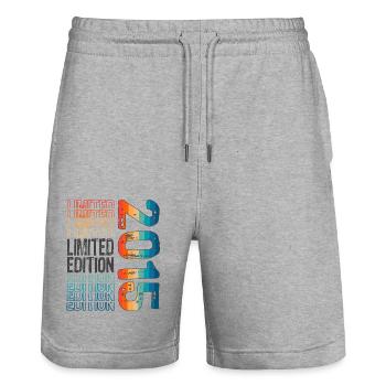 Limited Edition seit 2015 Geburtstag Vintage 2015 - Stanley/Stella Unisex Bio Joggingshorts Trainer  - Grau meliert - Vorne - Nik (191cm) & Marisol (170cm)