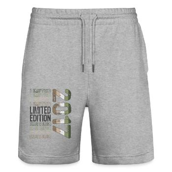 Limited Edition seit 2017 Geburtstag Vintage 2017 - Stanley/Stella Unisex Bio Joggingshorts Trainer  - Grau meliert - Vorne - Nik (191cm) & Marisol (170cm)