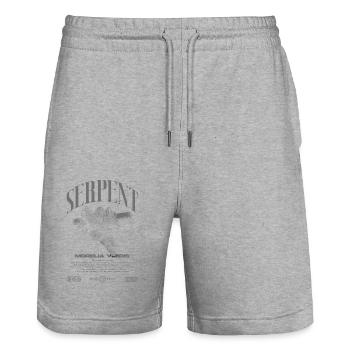 Green Tree Python Modern Reptile Keeper Streetwear - Stanley/Stella Trainer Unisex Organic Jogging Shorts - heather grey - Front - Nik (191cm) & Marisol (170cm)