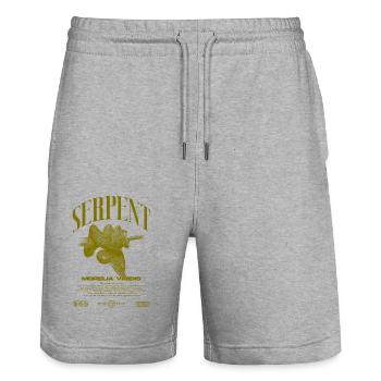 Green Tree Python Modern Reptile Keeper Streetwear - Stanley/Stella Trainer Unisex Organic Jogging Shorts - heather grey - Front - Nik (191cm) & Marisol (170cm)
