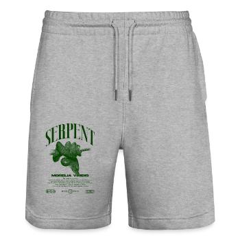 Grüner Baum Python Modern Reptile Keeper Streetwear - Stanley/Stella Unisex Bio Joggingshorts Trainer  - Grau meliert - Vorne - Nik (191cm) & Marisol (170cm)