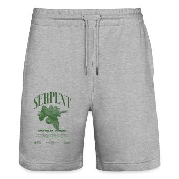 Green Tree Python Modern Reptile Keeper Streetwear - Stanley/Stella Trainer Unisex Organic Jogging Shorts - heather grey - Front - Nik (191cm) & Marisol (170cm)