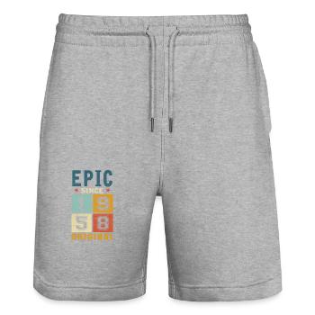 1958 Geburtstag Epic since - Stanley/Stella Unisex Bio Joggingshorts Trainer  - Grau meliert - Vorne - Nik (191cm) & Marisol (170cm)