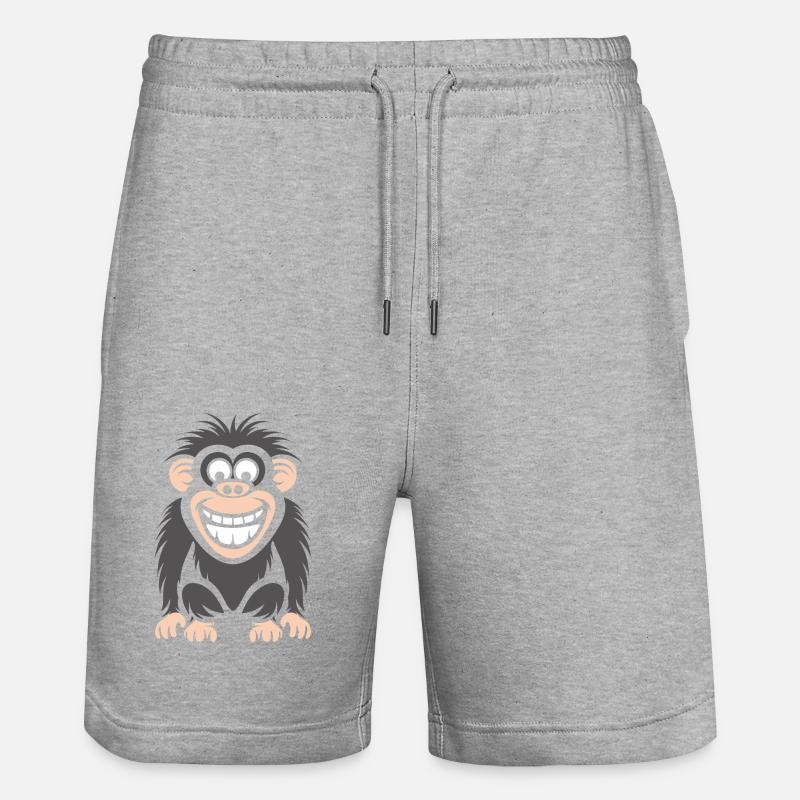 Humour petit singe babouin - Short de jogging bio TRAINER Stanley/Stella unisexe - gris chiné