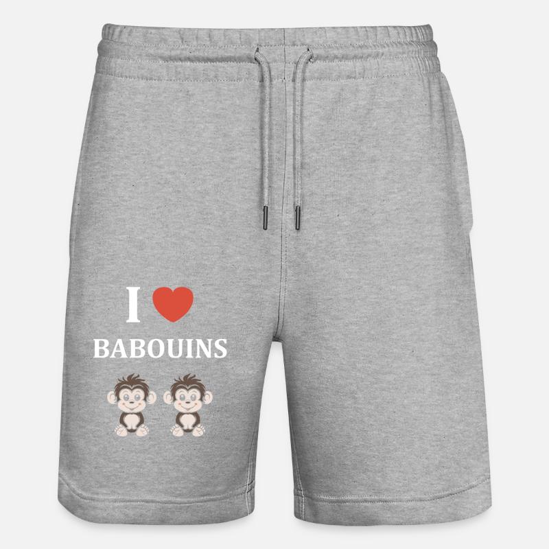 Humour petit singe babouin - Short de jogging bio TRAINER Stanley/Stella unisexe - gris chiné
