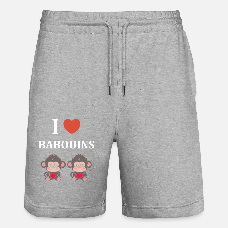 Humour petit singe babouin - Short de jogging bio TRAINER Stanley/Stella unisexe - gris chiné