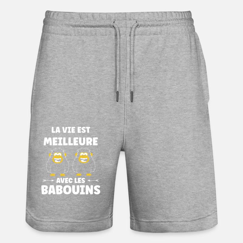 Humour petit singe babouin - Short de jogging bio TRAINER Stanley/Stella unisexe - gris chiné