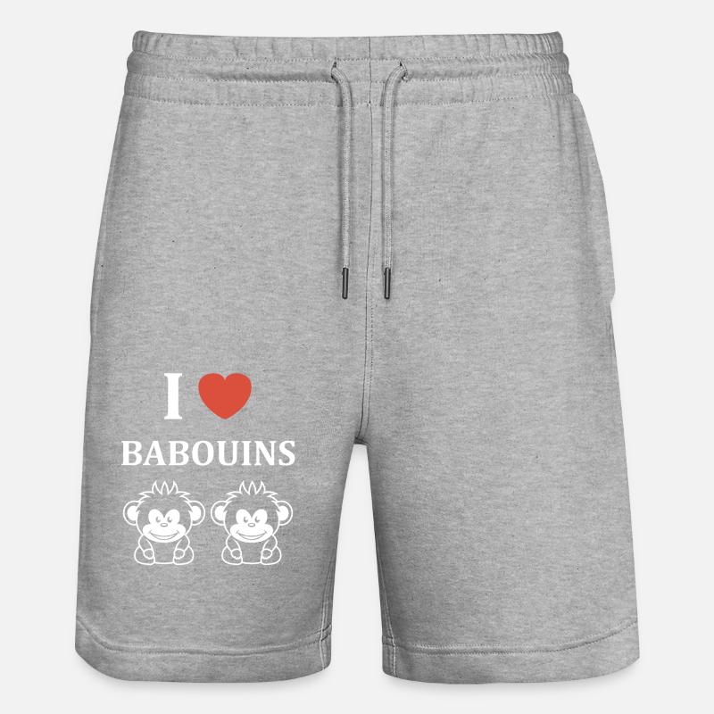 Humour petit singe babouin - Short de jogging bio TRAINER Stanley/Stella unisexe - gris chiné