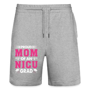 Proud Mom of an Nicu Graduate Grad Nicu Mom - Stanley/Stella Trainer Unisex Organic Jogging Shorts - heather grey - Front - Nik (191cm) & Marisol (170cm)