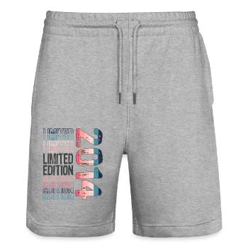 Limited Edition Since 2014 Birthday Vintage 2014 - Stanley/Stella Trainer Unisex Organic Jogging Shorts - heather grey - Front - Nik (191cm) & Marisol (170cm)