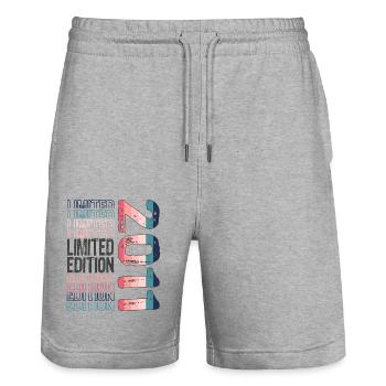 Limited Edition seit 2011 Geburtstag Vintage 2011 - Stanley/Stella Unisex Bio Joggingshorts Trainer  - Grau meliert - Vorne - Nik (191cm) & Marisol (170cm)