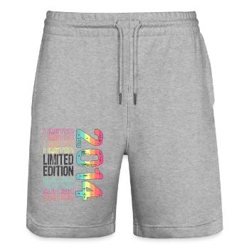 Limited Edition Since 2014 Birthday Vintage 2014 - Stanley/Stella Trainer Unisex Organic Jogging Shorts - heather grey - Front - Nik (191cm) & Marisol (170cm)