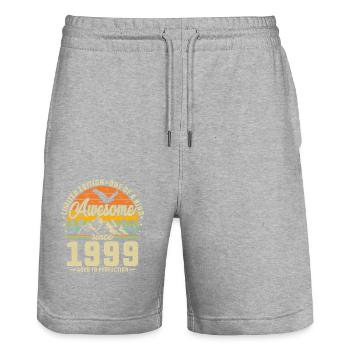 Vintage 1999 anniversaire Tee - Short de jogging bio TRAINER Stanley/Stella unisexe - gris chiné - Devant - Nik (191cm) & Marisol (170cm)