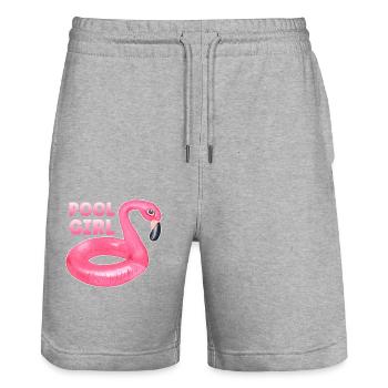 Piscine Fille Flamingo Floatie Piscine - Short de jogging bio TRAINER Stanley/Stella unisexe - gris chiné - Devant - Nik (191cm) & Marisol (170cm)