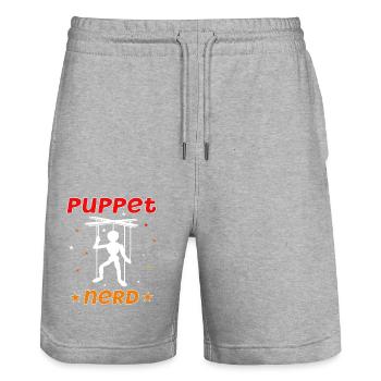 Puppeteer, puppetry, marionette, ventriloquist - Stanley/Stella Trainer Unisex Organic Jogging Shorts - heather grey - Front - Nik (191cm) & Marisol (170cm)