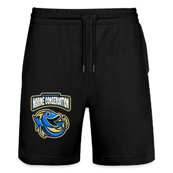Marine Conservation - Stanley/Stella Trainer Unisex Organic Jogging Shorts - black - Front - Nik (191cm) & Marisol (170cm)