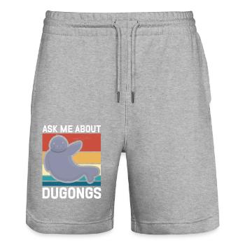 Dugong Forktail Manatee Pig Gift - Stanley/Stella Trainer Unisex Organic Jogging Shorts - heather grey - Front - Nik (191cm) & Marisol (170cm)