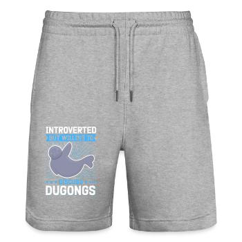 Dugong Forktail Manatees Sea Pig Gift - Stanley/Stella Trainer Unisex Organic Jogging Shorts - heather grey - Front - Nik (191cm) & Marisol (170cm)