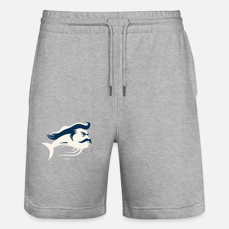 Die berühmte superbe Schnurrbart Fisch - Stanley/Stella Unisex Bio Joggingshorts Trainer - Grau meliert
