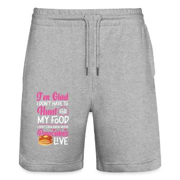 Pancake Lover Kids I'm Glad I - Stanley/Stella Trainer Unisex Organic Jogging Shorts - heather grey - Front - Nik (191cm) & Marisol (170cm)