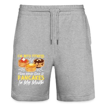 Les enfants amateurs de crêpes que j’aime - Short de jogging bio TRAINER Stanley/Stella unisexe - gris chiné - Devant - Nik (191cm) & Marisol (170cm)
